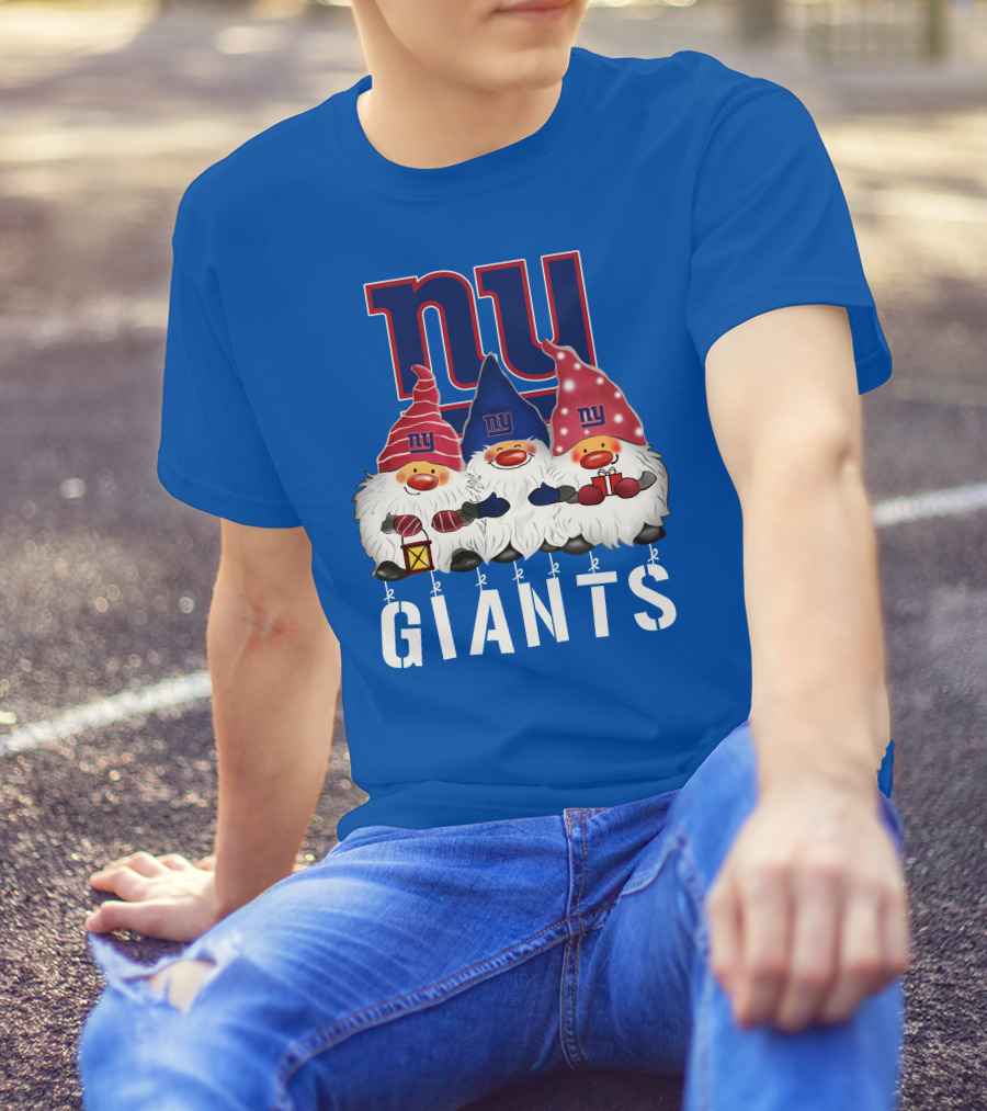 New York Giants Merry Christmas Happy Holidays Gnomes T-Shirt
