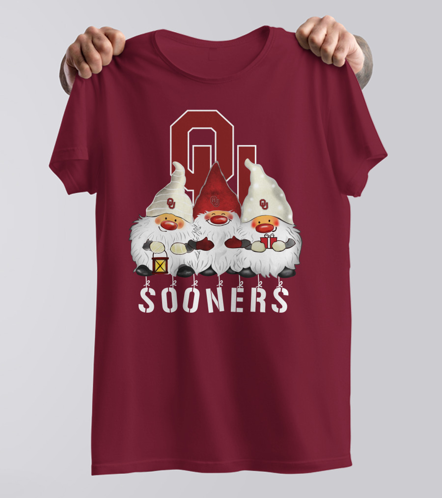 Oklahoma Sooners Christmas Gnomes Happy Holidays T-Shirt