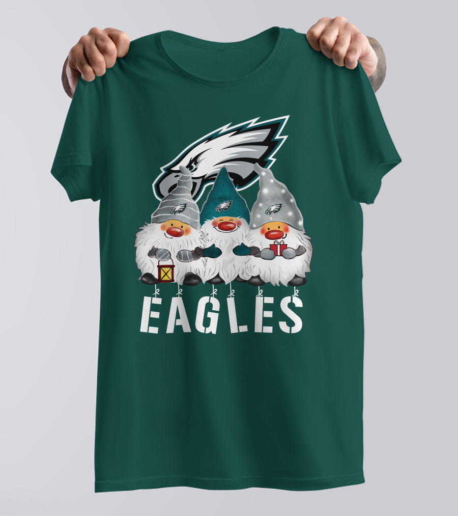 Philadelphia Eagles Christmas Gnomes Happy Holidays T-Shirt