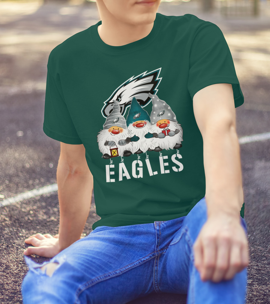 Philadelphia Eagles Christmas Gnomes Happy Holidays T-Shirt