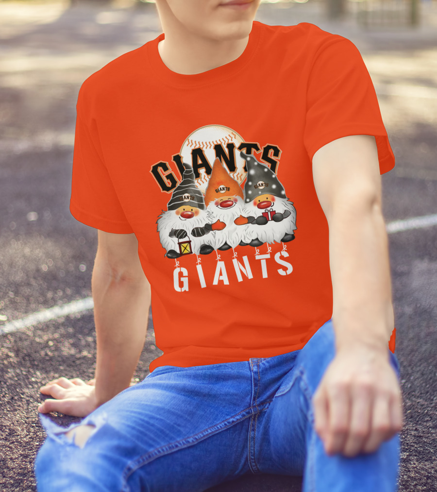 San Francisco Giants Merry Christmas Happy Holidays Giants Gnomes Baseball T-Shirt