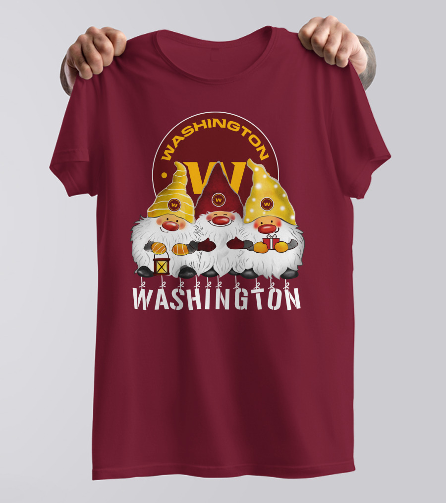 Washington Football Team Christmas Holiday Gnomes W T-Shirt