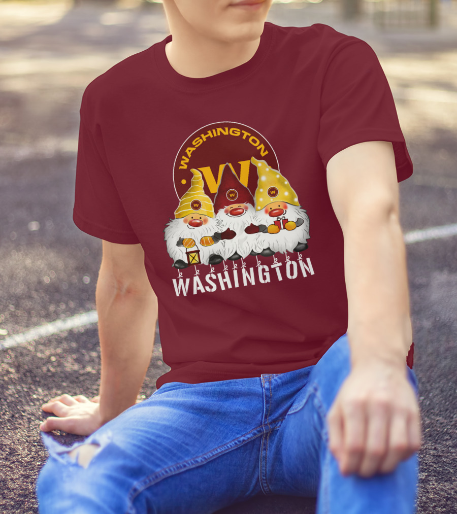 Washington Football Team Christmas Holiday Gnomes W T-Shirt