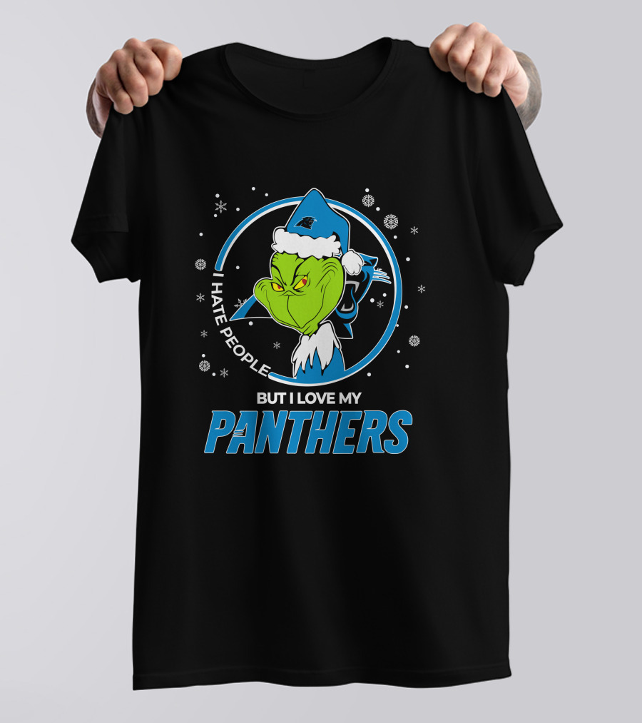 Christmas Grinch I Hate People But I Love My Panthers T-Shirt