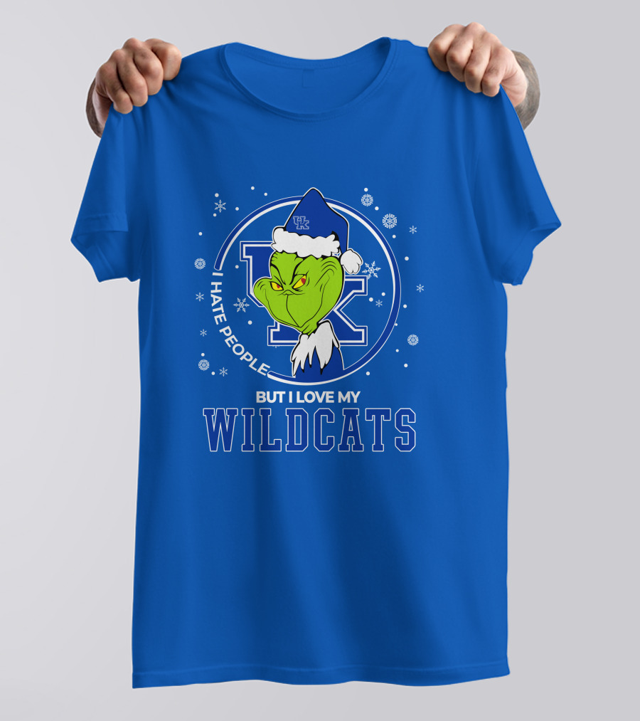 Grinch Santa I Hate People But I Love My Kentucky Wildcats T-Shirt