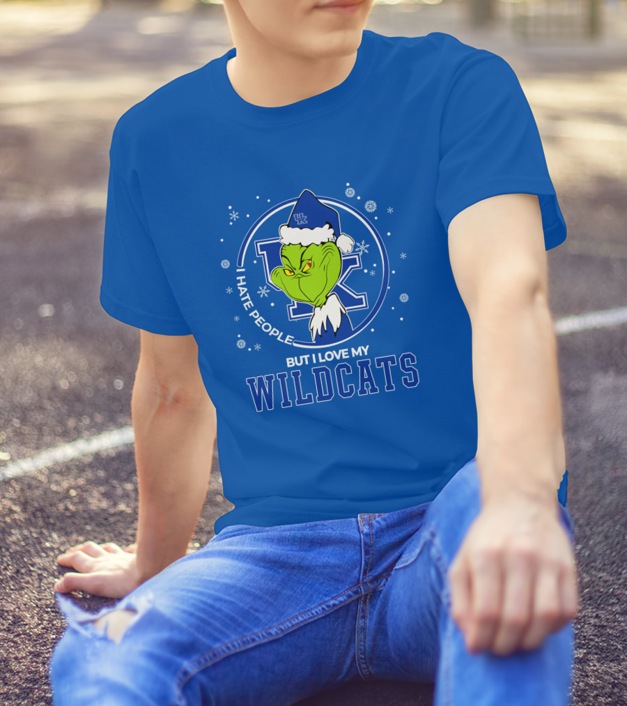 Grinch Santa I Hate People But I Love My Kentucky Wildcats T-Shirt