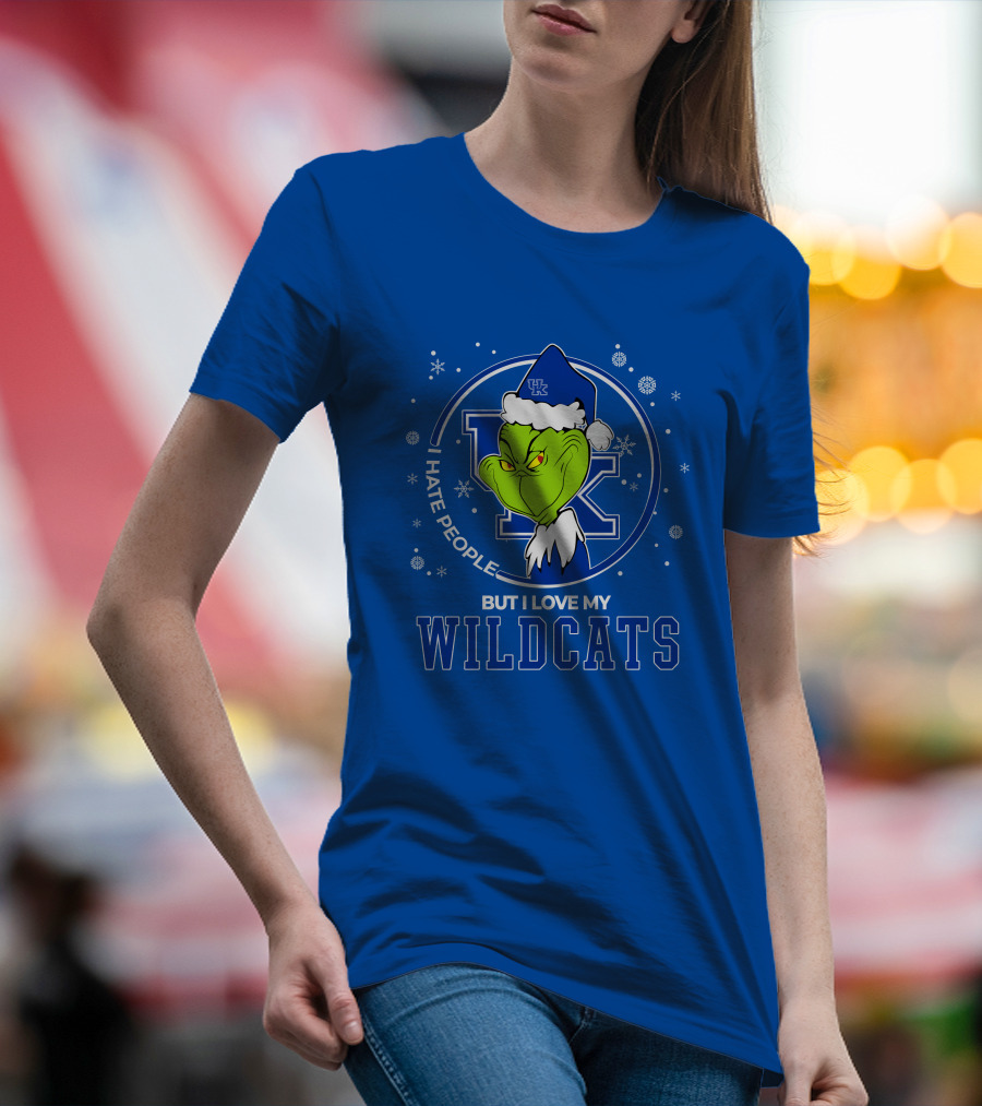 Grinch Santa I Hate People But I Love My Kentucky Wildcats T-Shirt