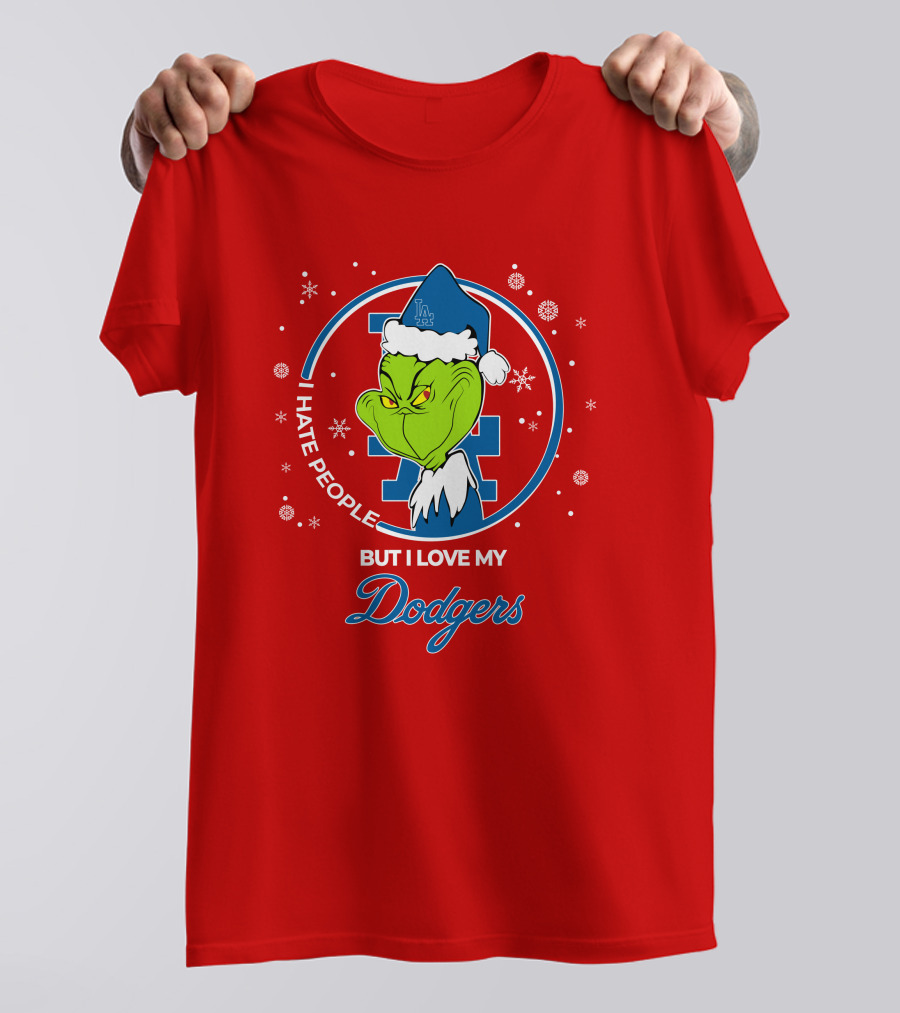 Christmas Grinch I Hate People But I Love My Los Angeles Dodgers T-Shirt