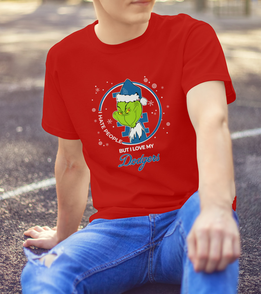 Christmas Grinch I Hate People But I Love My Los Angeles Dodgers T-Shirt