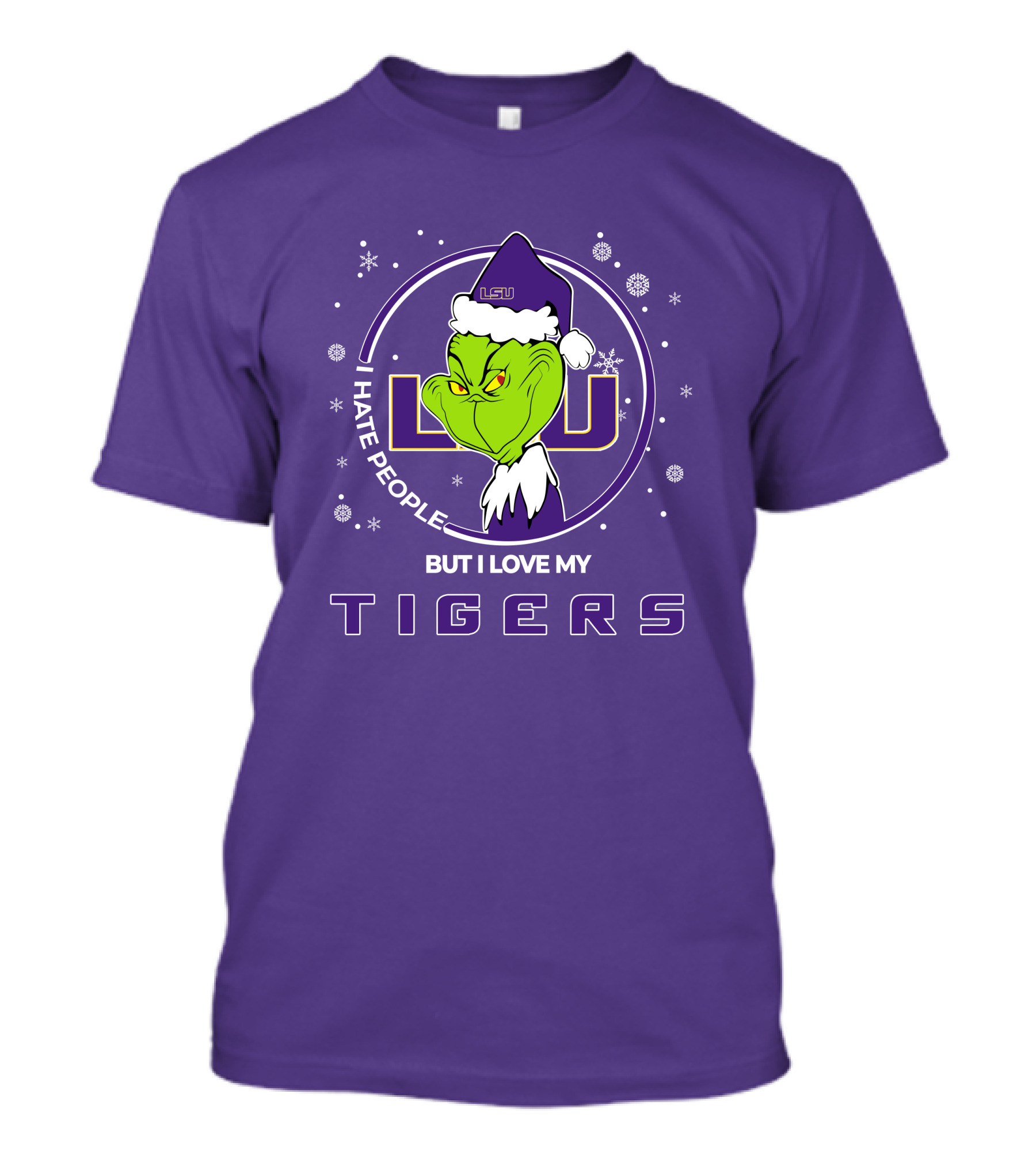 Grinch Santa I Hate People But I Love My LSU Tigers T-Shirt