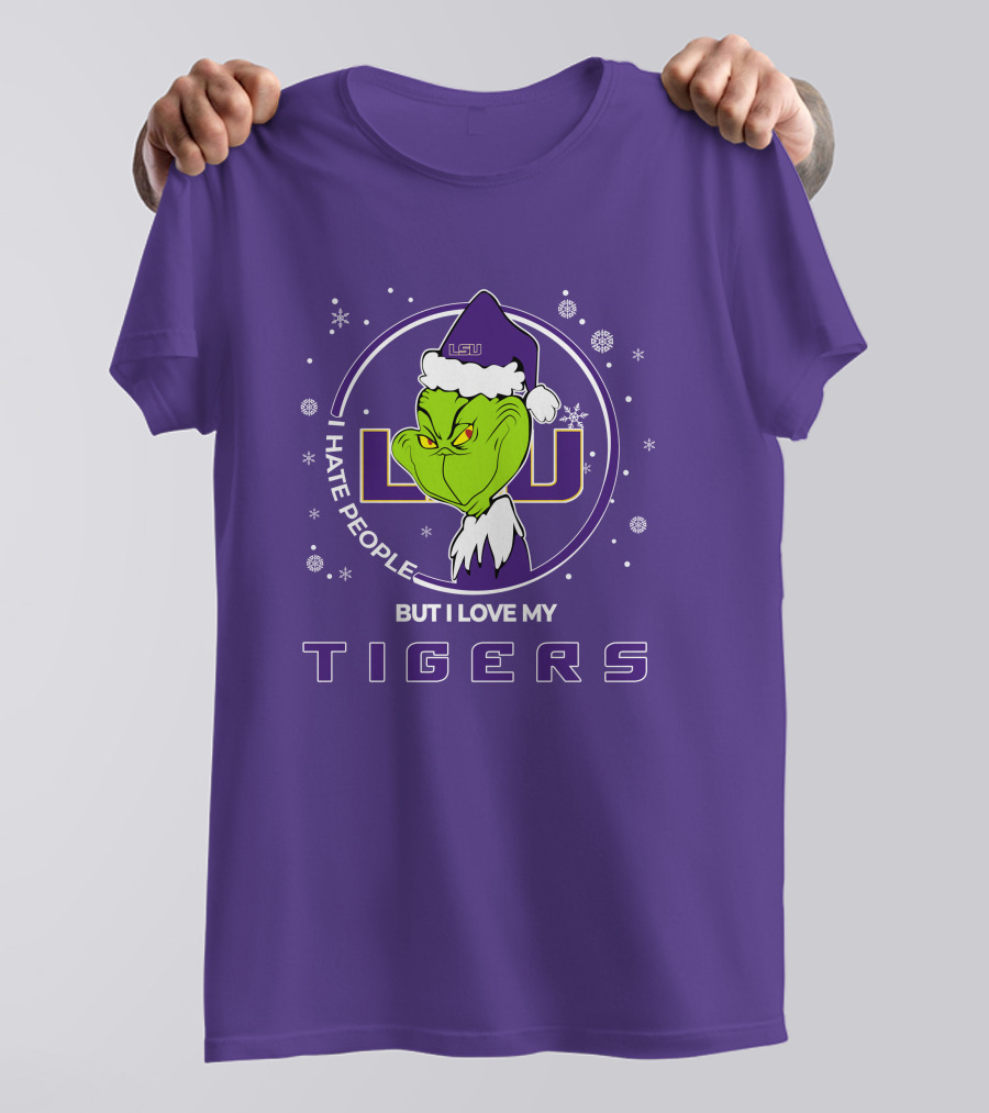 Grinch Santa I Hate People But I Love My LSU Tigers T-Shirt
