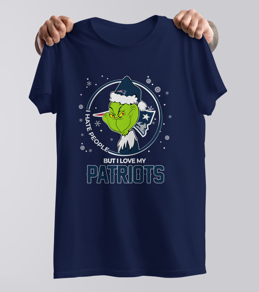 Christmas Grinch I Hate People But I Love My Patriots T-Shirt
