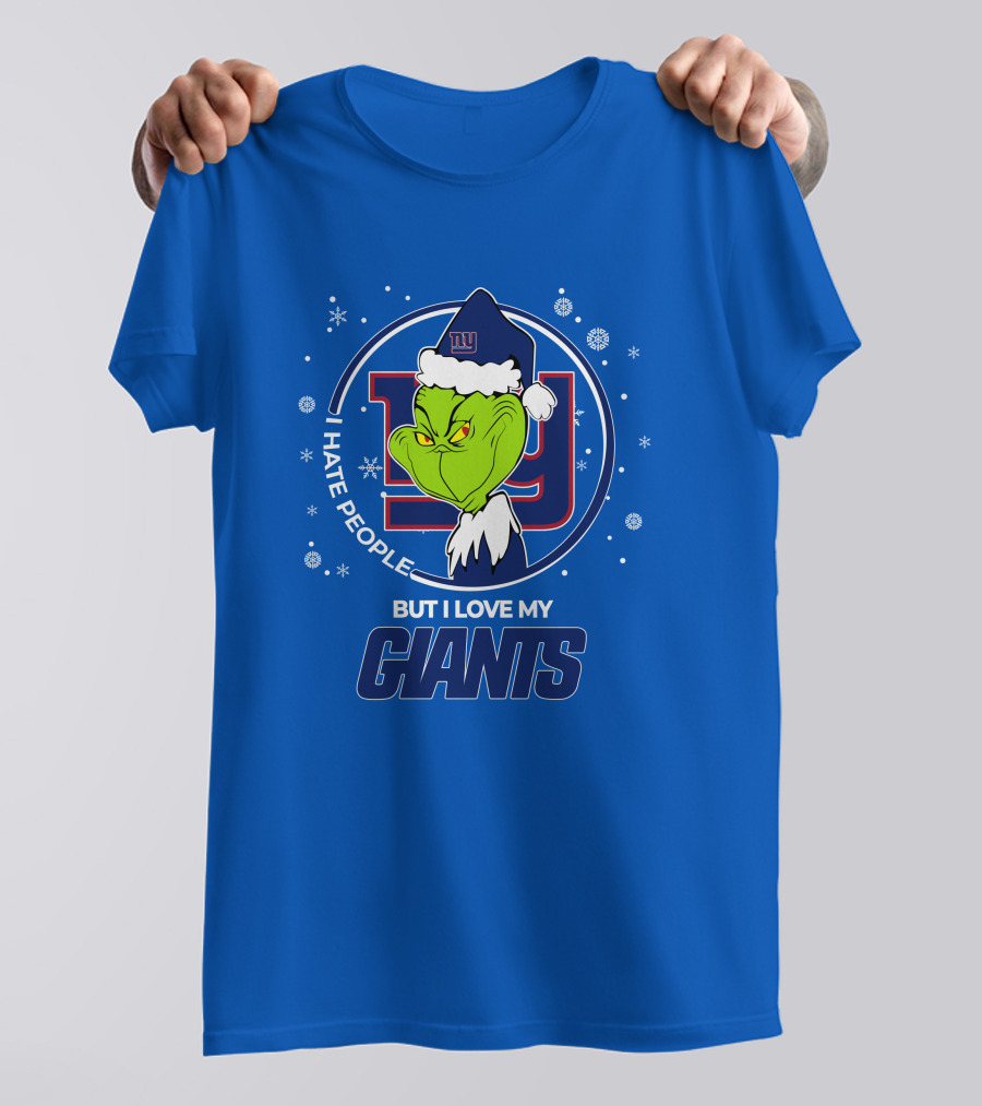 Grinch Santa I Hate People But I Love My New York Giants T-Shirt