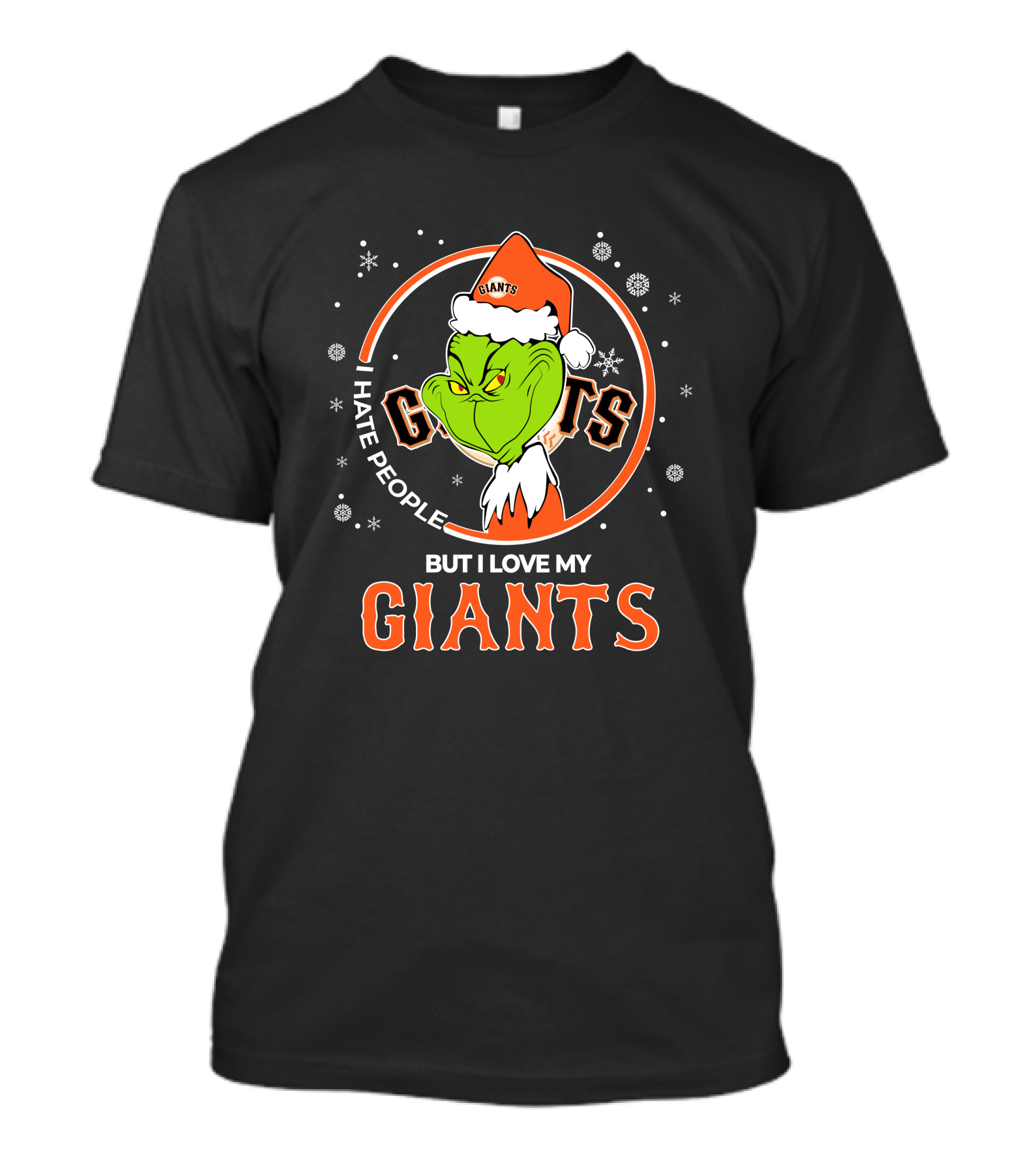 I Hate People But I Love My San Francisco Giants Christmas Grinch Santa T-Shirt