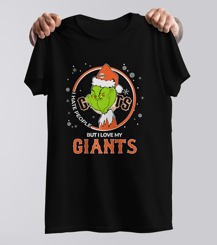 I Hate People But I Love My San Francisco Giants Christmas Grinch Santa T-Shirt