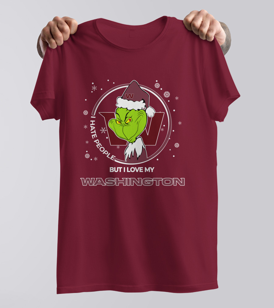 Christmas Grinch Santa I Hate People But I Love My Washington T-Shirt