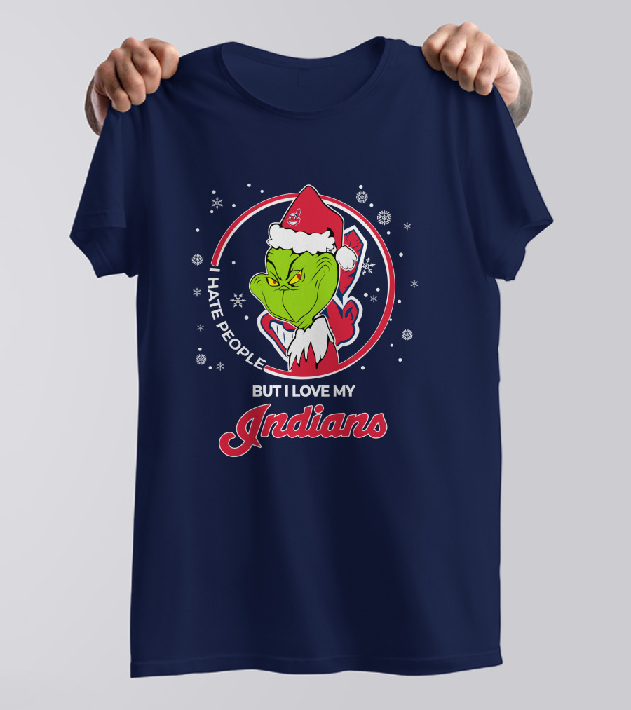 I Hate People But I Love My Indians Christmas Grinch Santa T-Shirt