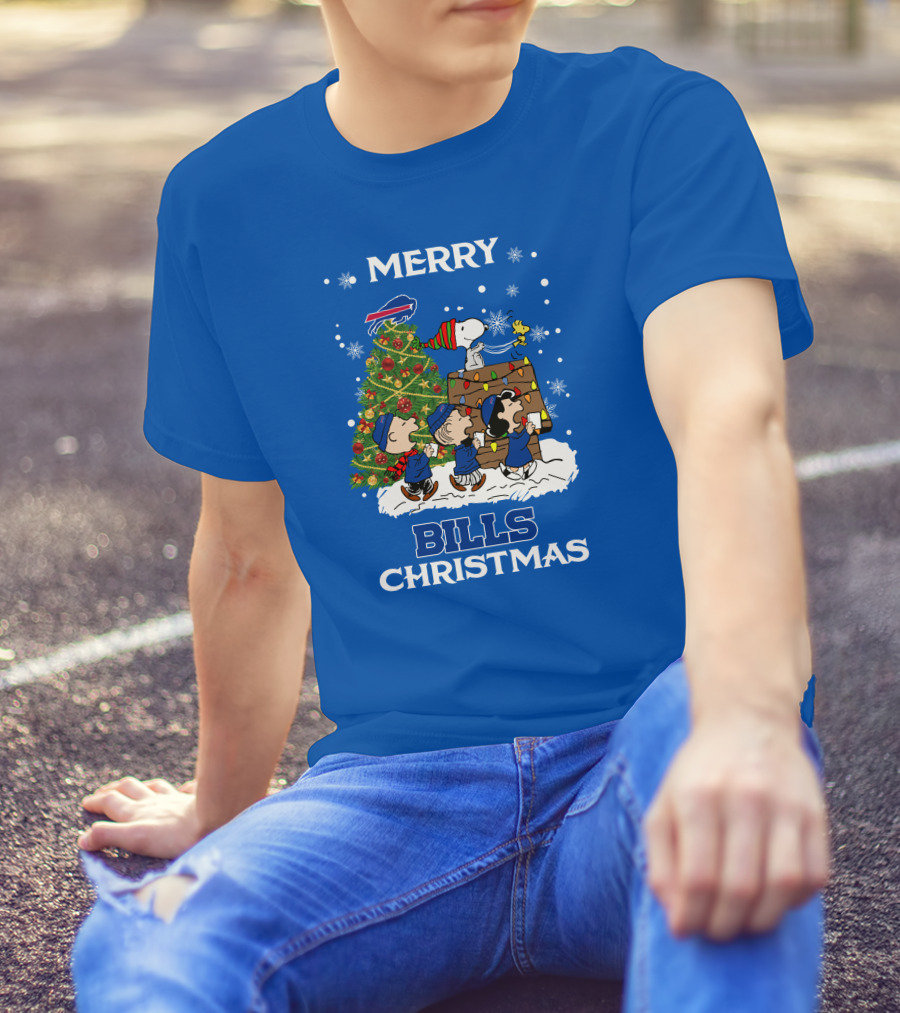 Merry Buffalo Bills Christmas Peanut Tree Celebration T-Shirt
