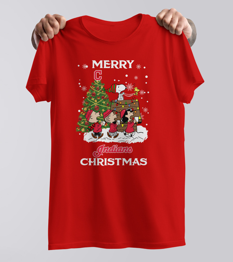 Merry Christmas Indians Snoopy Peanuts Tree Celebration T-Shirt