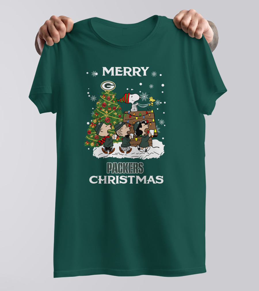 Merry Christmas Green Bay Packers Peanuts Christmas Tree T-Shirt