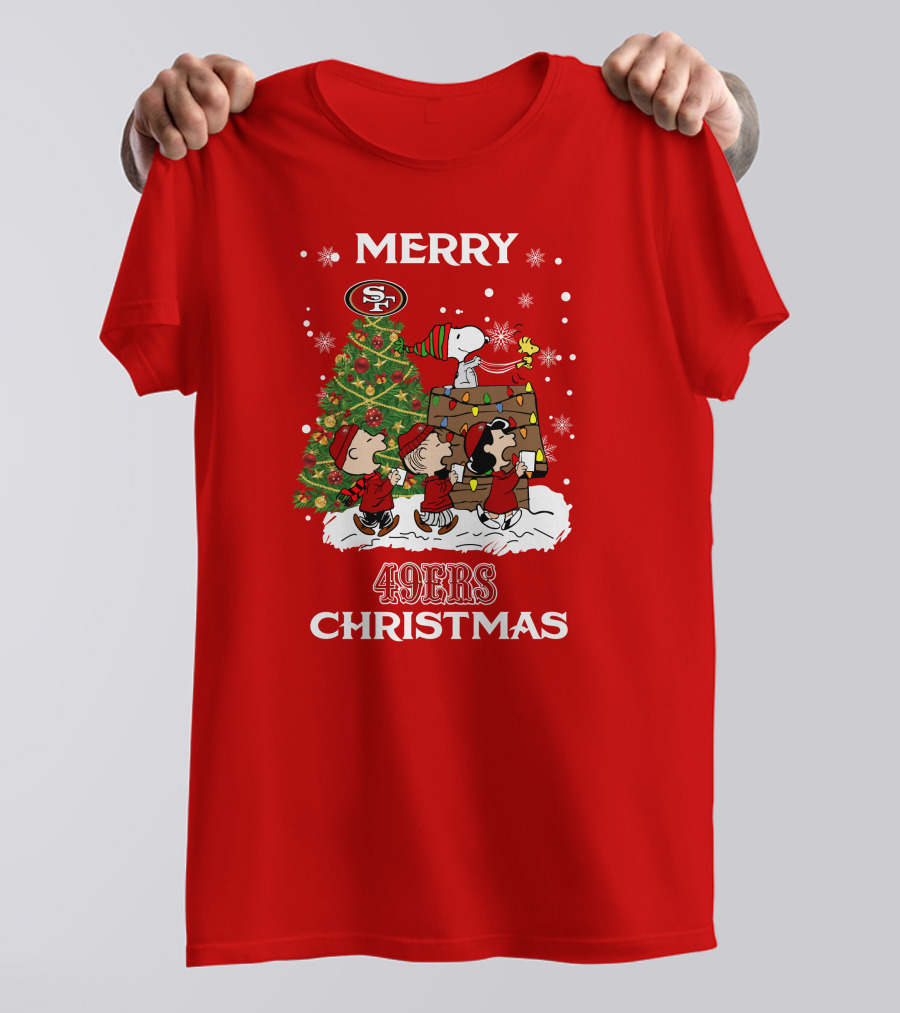 Merry 49ers Christmas San Francisco Peanuts Christmas Tree T-Shirt