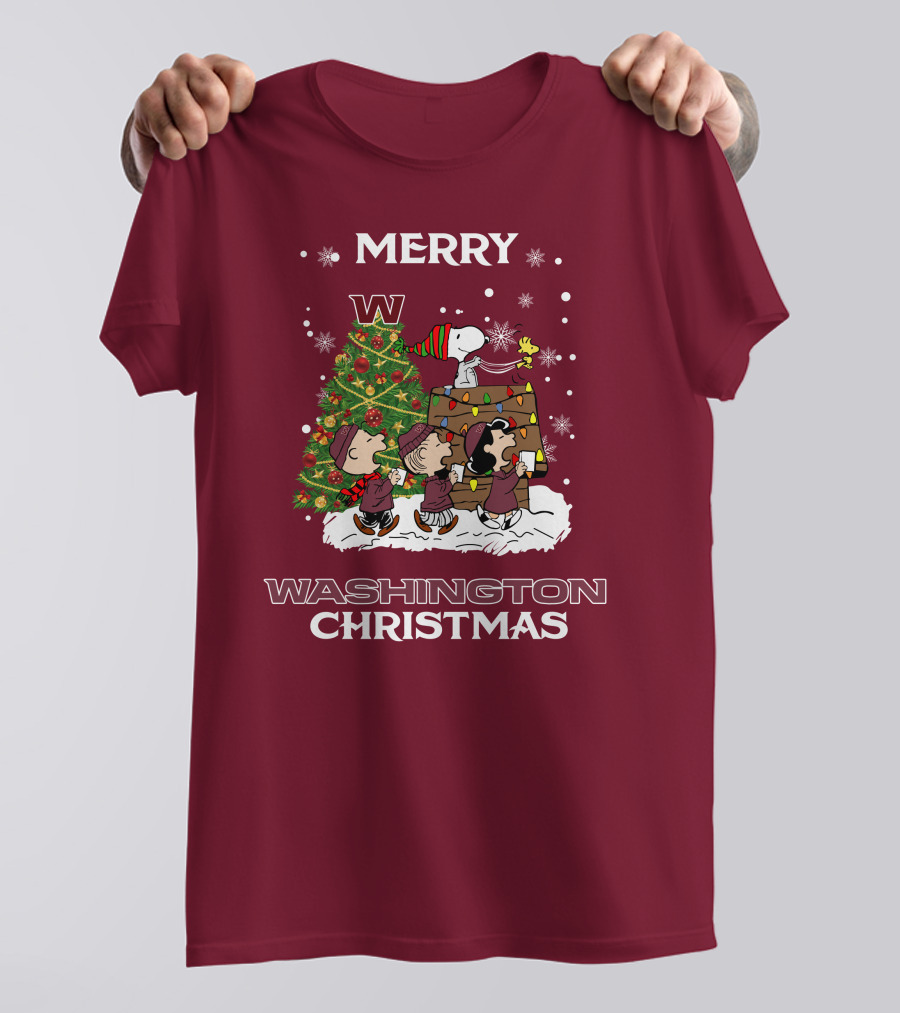 Merry Washington Christmas Tree Featuring Peanut Characters T-Shirt