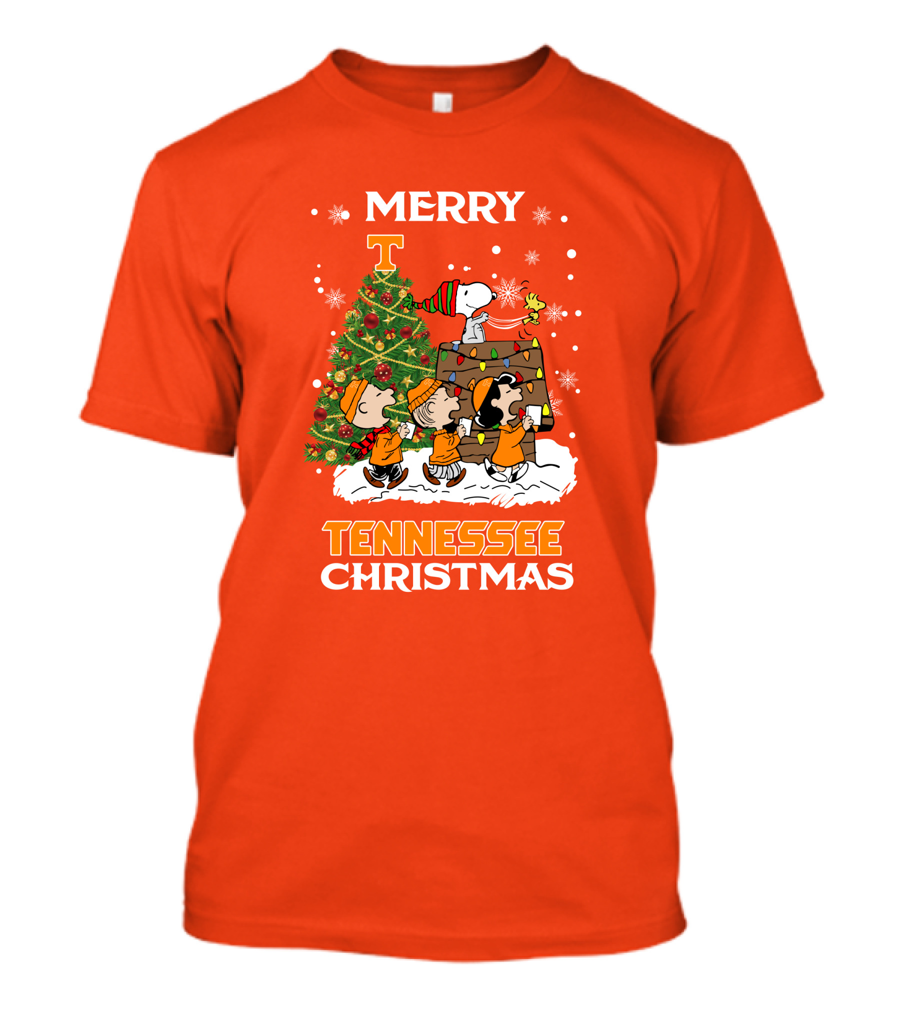 Merry Tennessee Christmas Peanuts Tree With Snoopy And Friends T-Shirt