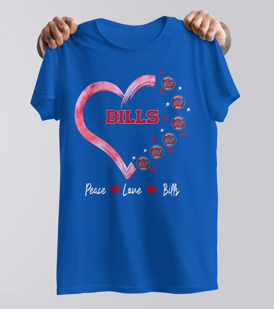 Peace Love Bills Heart Logo Buffalo Bills T-Shirt