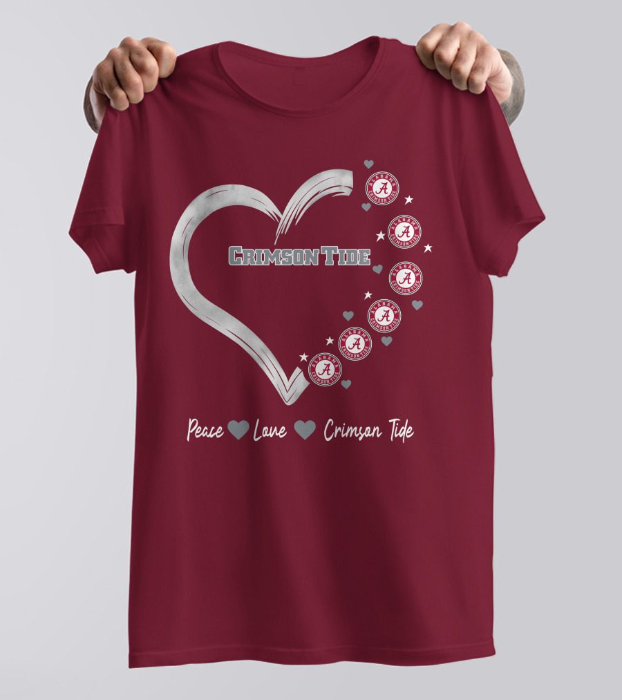 Peace Love Heart Alabama Crimson Tide T-Shirt
