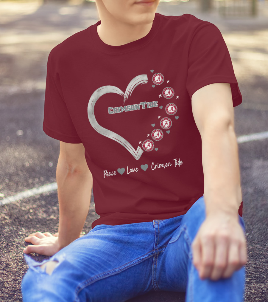 Peace Love Heart Alabama Crimson Tide T-Shirt