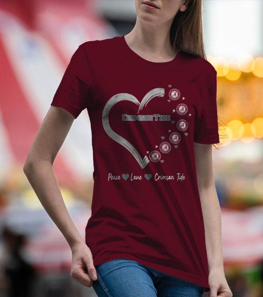 Peace Love Heart Alabama Crimson Tide T-Shirt