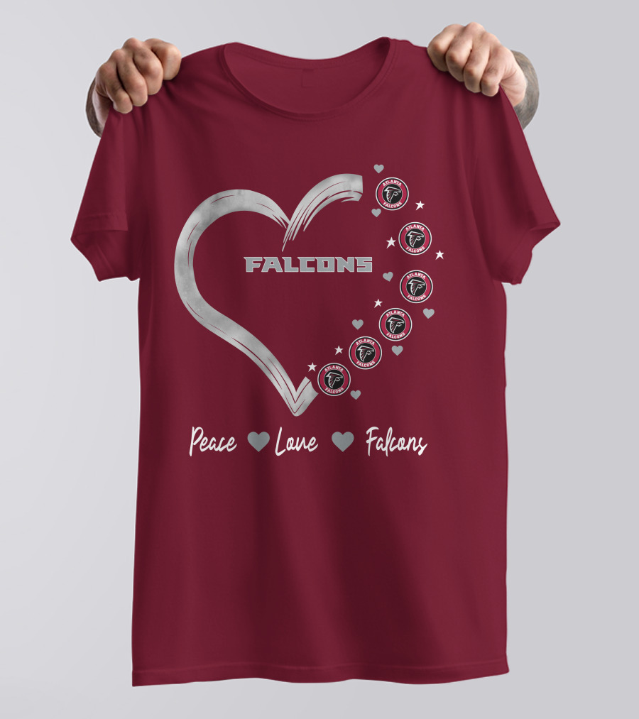 Peace Love Falcons Heart With Atlanta Falcons T-Shirt