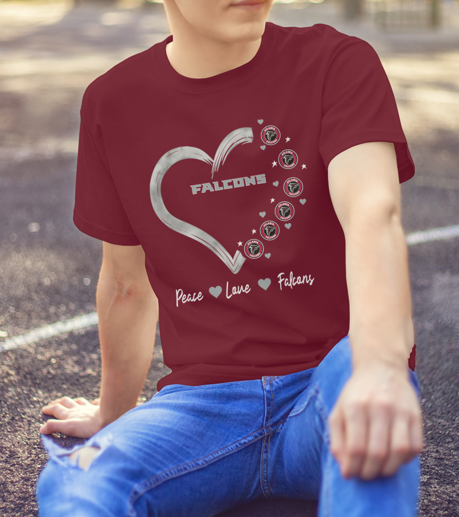 Peace Love Falcons Heart With Atlanta Falcons T-Shirt