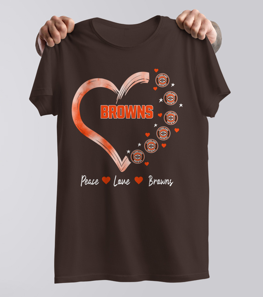 Peace Love Heart Browns Cleveland Browns T-Shirt