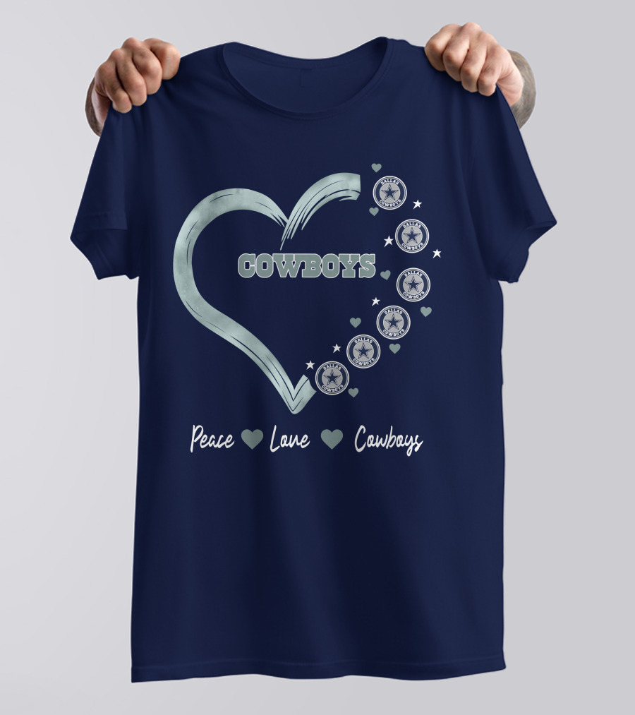 Peace Love Heart Cowboys Dallas Cowboys Stars T-Shirt