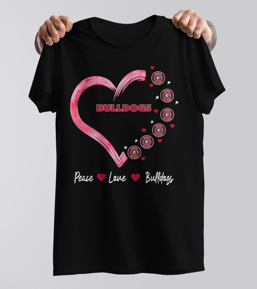 Peace Love Bulldogs Georgia Bulldogs Heart T-Shirt