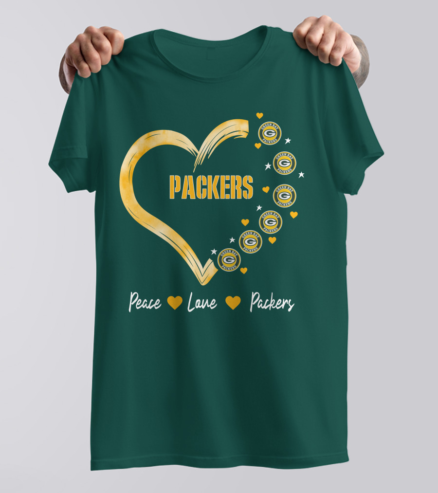 Peace Love Packers Green Bay Packers Heart T-Shirt