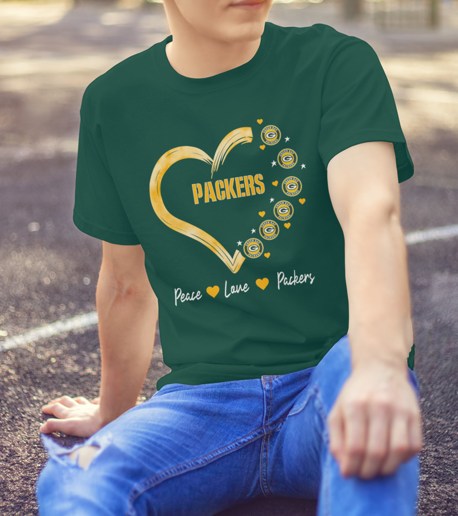 Peace Love Packers Green Bay Packers Heart T-Shirt