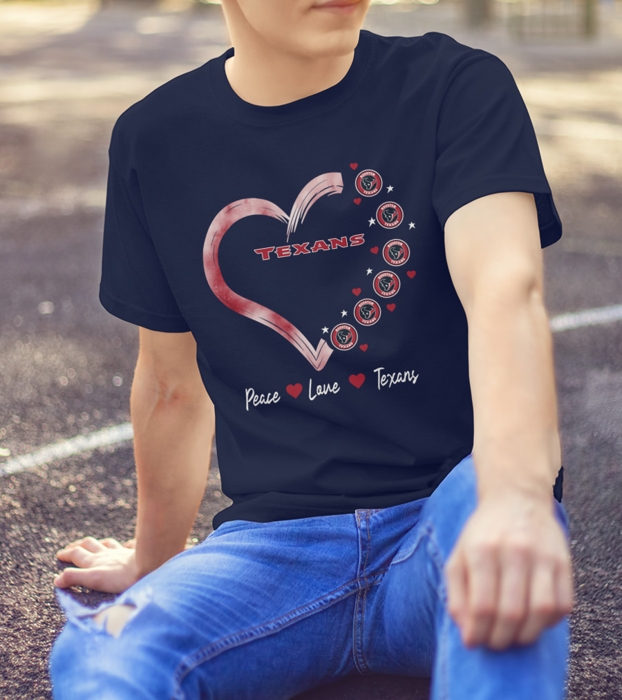 Peace Love Heart Houston Texans T-Shirt