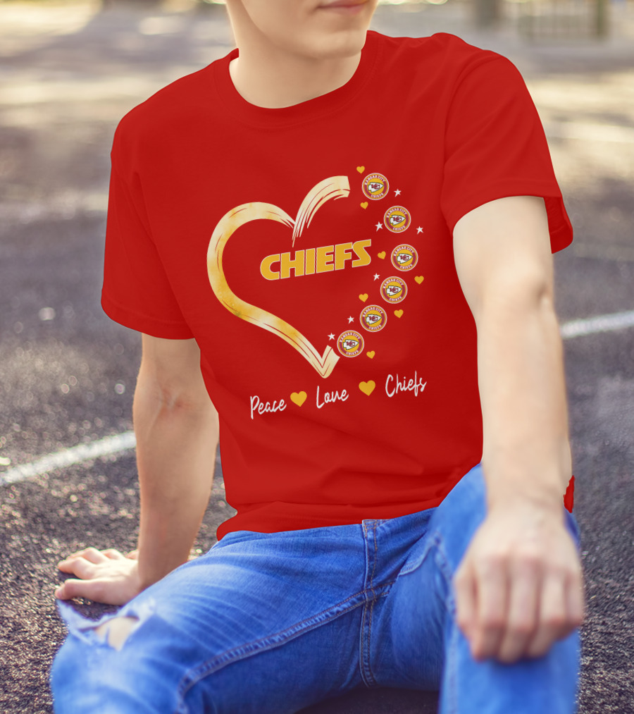 Peace Love Kansas City Chiefs Heart T-Shirt