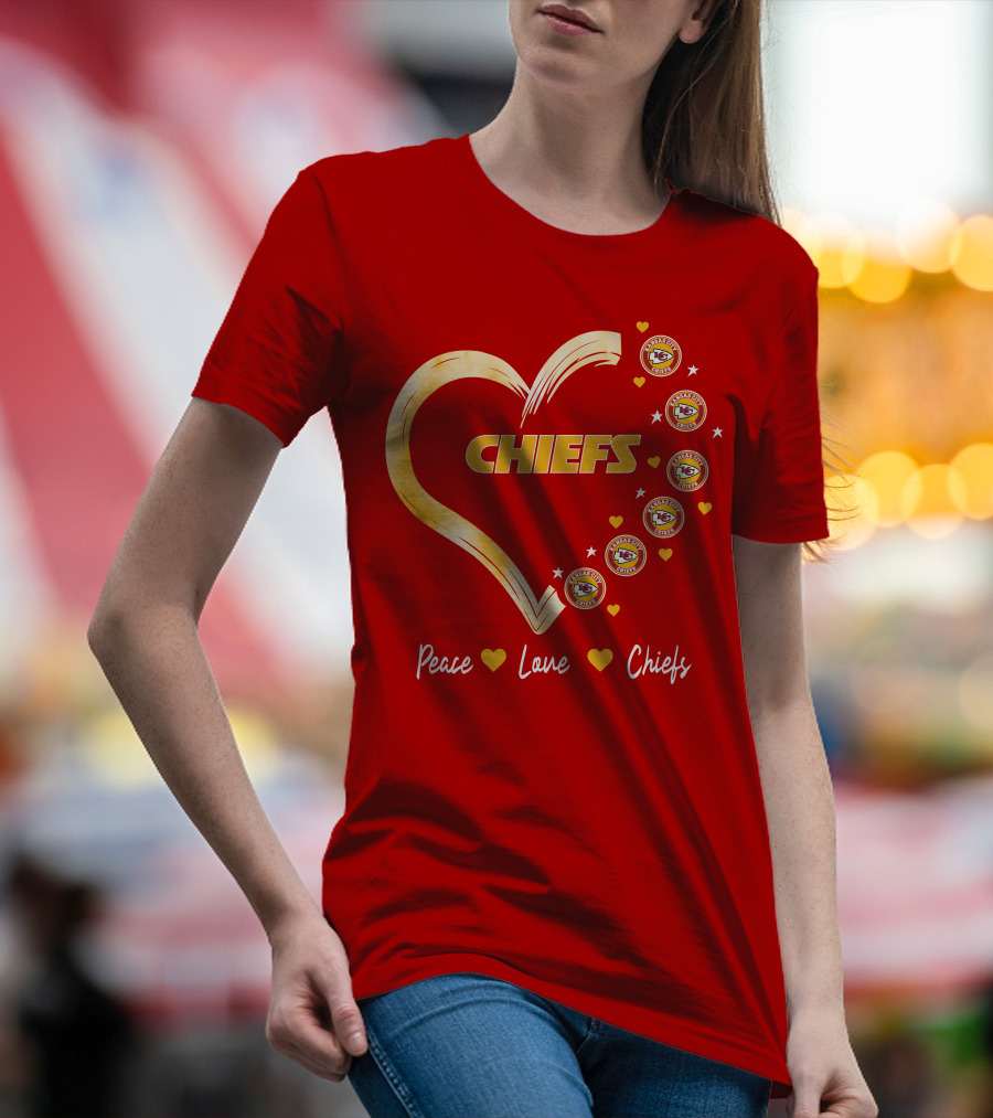 Peace Love Kansas City Chiefs Heart T-Shirt