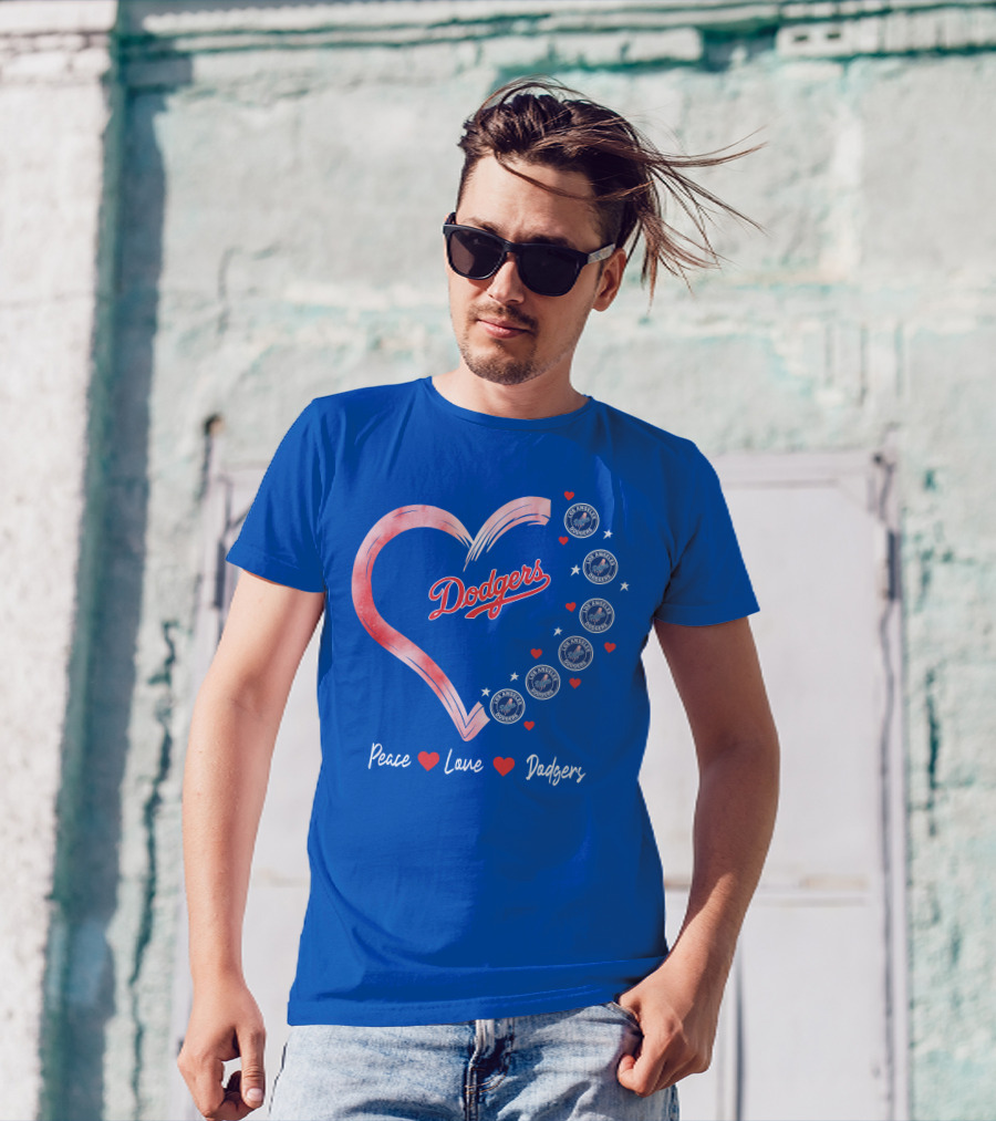 Peace Love Dodgers Heart Los Angeles Dodgers T-Shirt