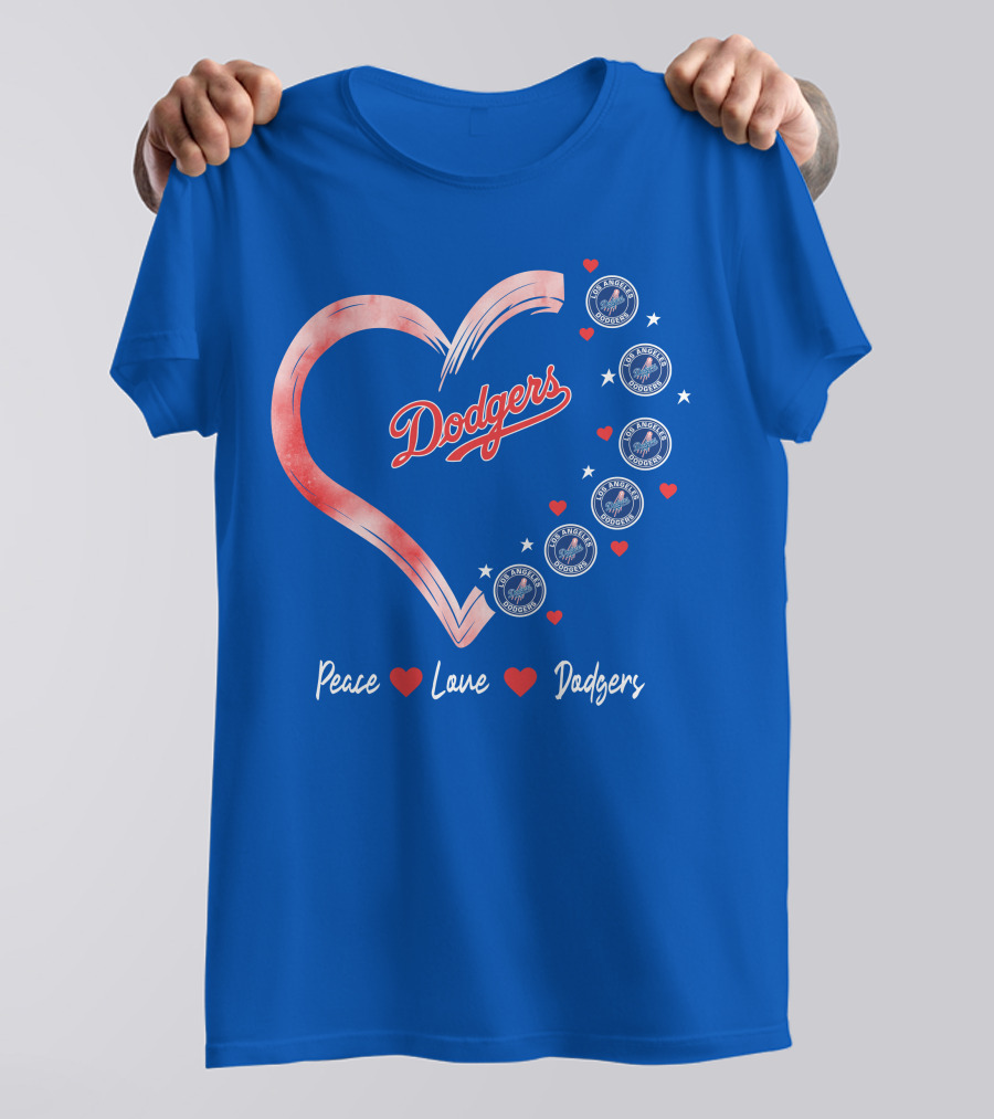 Peace Love Dodgers Heart Los Angeles Dodgers T-Shirt