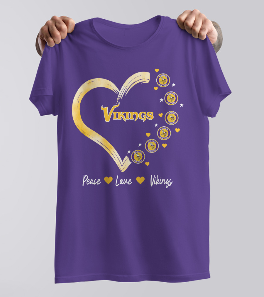 Peace Love Minnesota Vikings Heart T-Shirt
