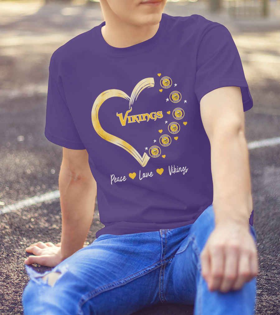 Peace Love Minnesota Vikings Heart T-Shirt