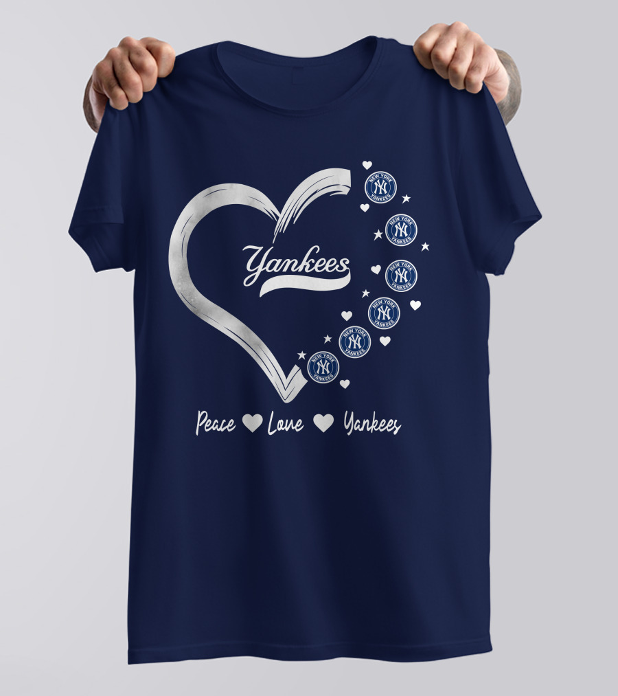 Peace Love Yankees Heart With New York T-Shirt