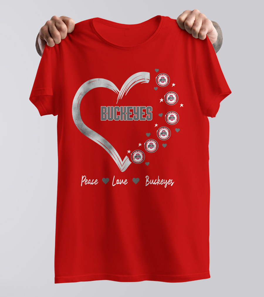 Peace Love Heart Buckeyes Ohio State Buckeyes T-Shirt