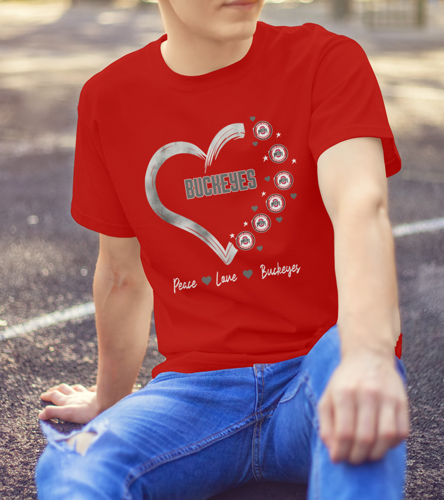 Peace Love Heart Buckeyes Ohio State Buckeyes T-Shirt