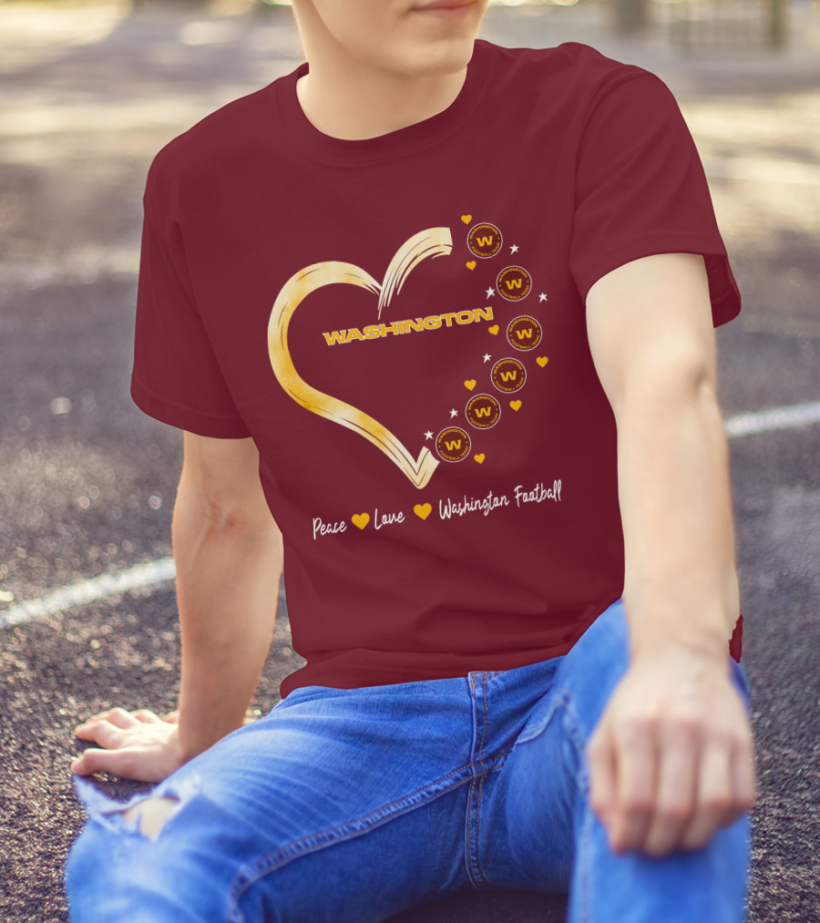 Peace Love Washington Heart And Team Circles T-Shirt