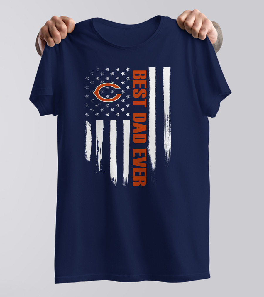 Chicago Bears Best Dad Ever American Flag T-Shirt